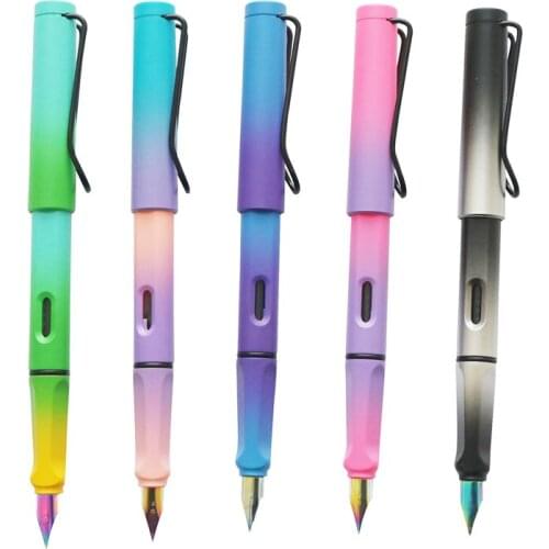 1 Pcs Fashion Color Gradient F Nib Blue Purple Aurora Fountain Pen Stationery Office School Supplies