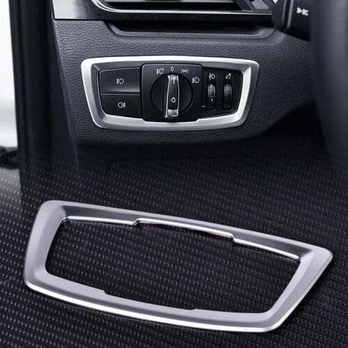 1pc ABS plastic with matte chrome Interior Decoration Head light Switch Button Cover Trim Frame Fit for BMW X1 F48 2016 2017