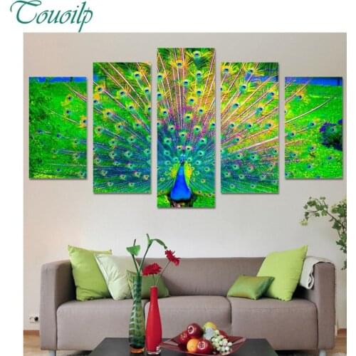 2018 new 5pcs 5D Diy Diamond Cross Diamond Rhinestone Diamond Mosaic Peacock with colorful screen Round&Square Home Decor