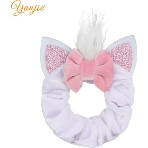 2021 Cute Cat Ear Hair Bow Women Velvet Scrunchies Fashion DIY Hair Accessories For Girl Waist Hair Bands Headwear