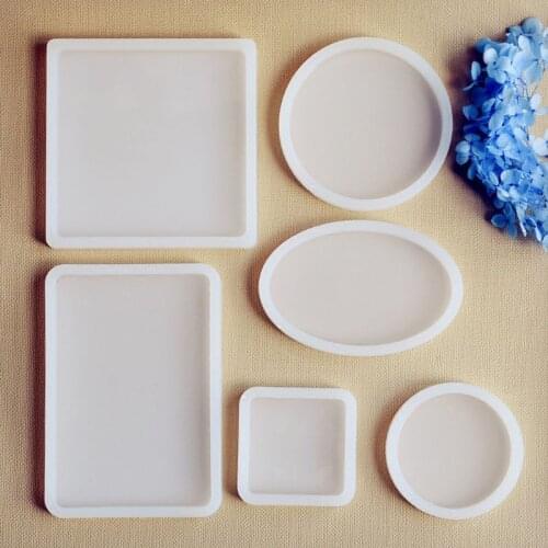 22Pcs Large Coaster Silicone Resin Mold Round Square Rectangle Heart Oval Shape Molds Kit Jewelry Making Tools