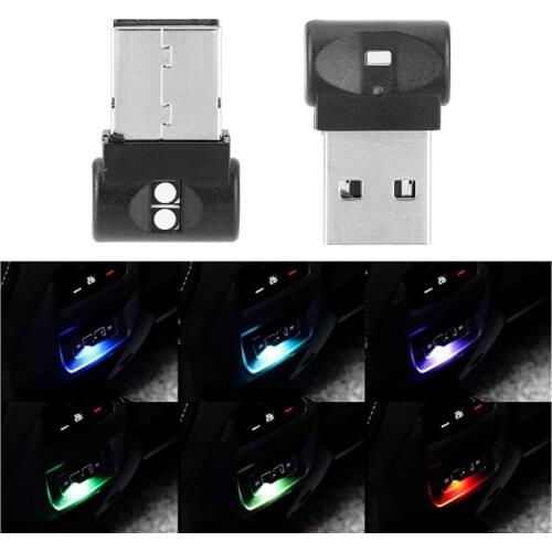 7 Colors LED USB Car Light Button Control Portable Laptop Ambient Decorative Bulb Auto Interior Atmosphere Lamp