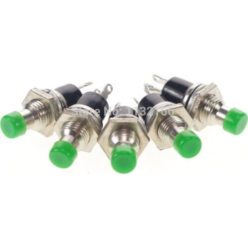 7mm Hole Green NO 2Pin SPST Momentary Push Button Switch