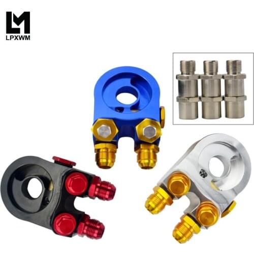 Aluminum AN10 Oil Filter Sandwich Adapter Oil Cooler Turbo With Thermostat And Fitting 3/4-16 UNF,M20x1.5 6746