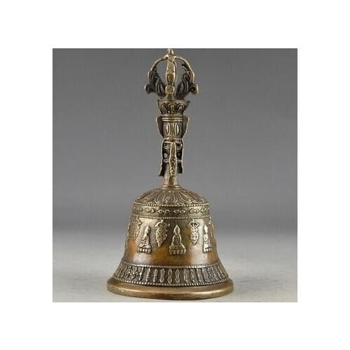 Free shipping Copper Brass CHINESE crafts Asian Exquisite Chinese Tibetan Copper Buddhism Exorcism Bell
