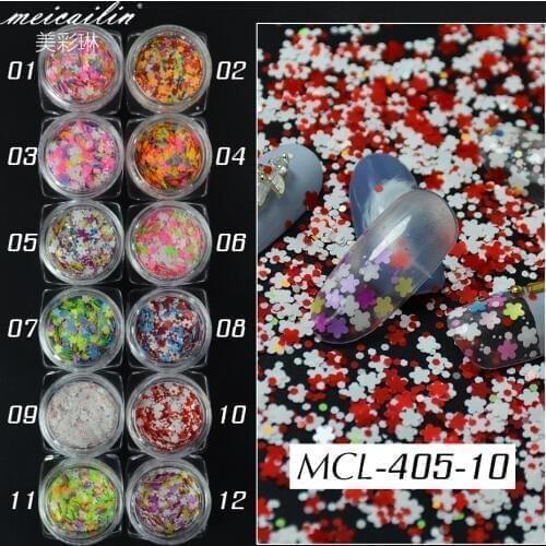 12 Boxes Mixed Size Nail Glitter Paillette Matte Colorful Flakies Plum Blossom Round Nail Sequins Manicure Nail Art Decoration