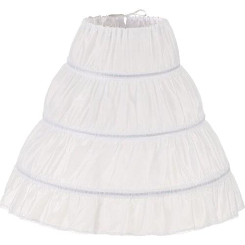 2021 White Children Petticoat A-Line 3 Hoops One Layer Kids Crinoline Lace Trim Flower Girl Dress Underskirt Elastic Waist