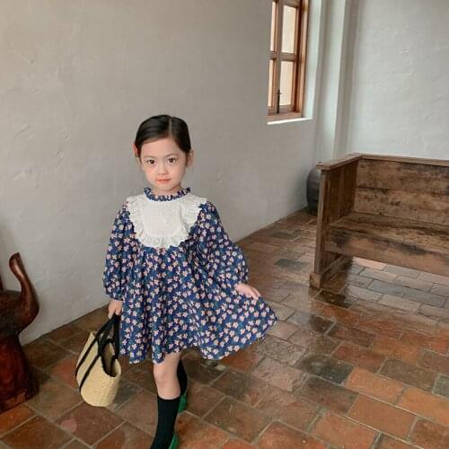 Girl Dress Kids Baby Gown 2021 Floral Spring Autumn Toddler School Uniform Dresses Christmas Cotton Children Clothing