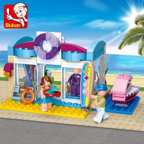 SLuban Pink Dream-Marine Supply Educational Toys Childrens Assembled House City Building Block Minifigures Toy Gift For Kids