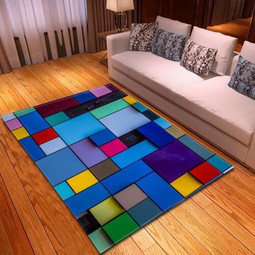 Living Room Carpet Geometry Pattern Bedroom Childrens Floor Decoration Rug Home Kitchen Bath Hallway Balcony Sofa Anti-Slip Mat