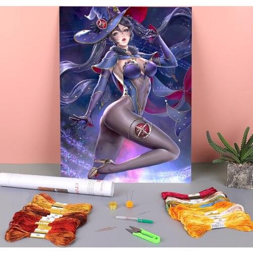 Cartoon Girl Woman Printed Fabric 11CT Cross Stitch Complete Kit Embroidery DMC Threads Sewing Handmade Hobby Craft Decor