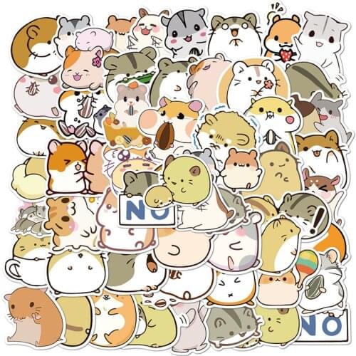10/50pcs Cute Cartoon Animal Little Hamster Stickers Pack for Scrapbook Stationery Laptop Phone Guitar Suitcase Girl Sticker