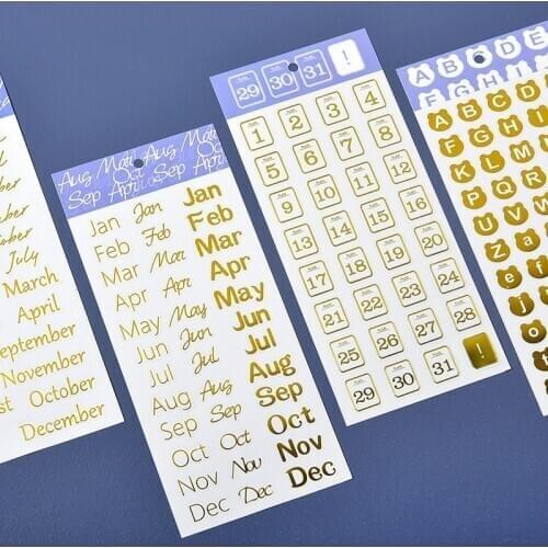 DIY Diary Week Monthly Plan Letter Stickers Bullet Journal Supplies Calendar Scrapbook Alphabet Bronzing Stickers Cup Decoration