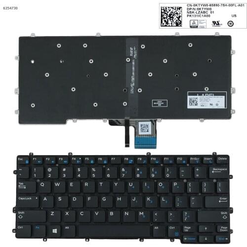 US QWERTY Layout New Replacement Keyboard for DELL Latitude 7370 Laptop Black with Backlit NO Frame NO Pointer