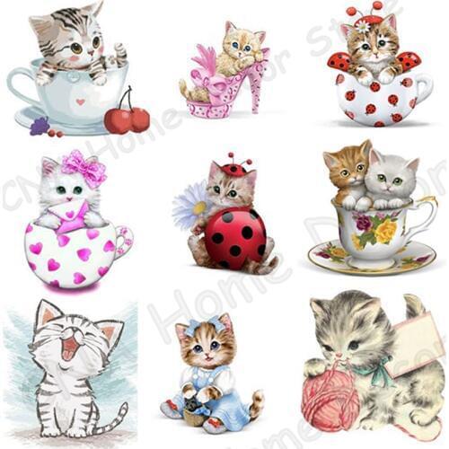 New year gifts for kids cartoon cute cats diy ribbon diamonds embroidery coin painting 3D cross stitich kits room wall stickers