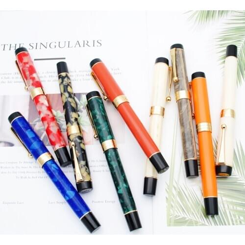 Jinhao Centennial Tofu Fountain Pen 18KGP Golden Plated M Nib 0.7mm Acrylic Ink Pen