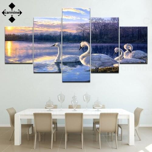 White Swan Poster and Print Beautiful Lake Landscape Printing Picture On Canvas Wall Art Poster Decor Home Livingroom Frameless