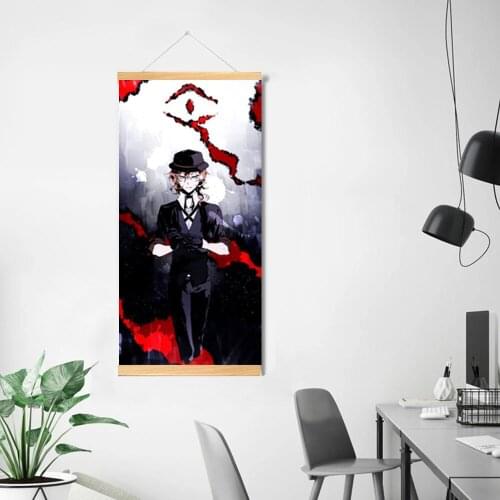 Fashion Prints Scroll Anime Bungou Stray Dogs Poster Hippie Wall Art Picture Nordic Canvas Hanging Painting Office Home Decor