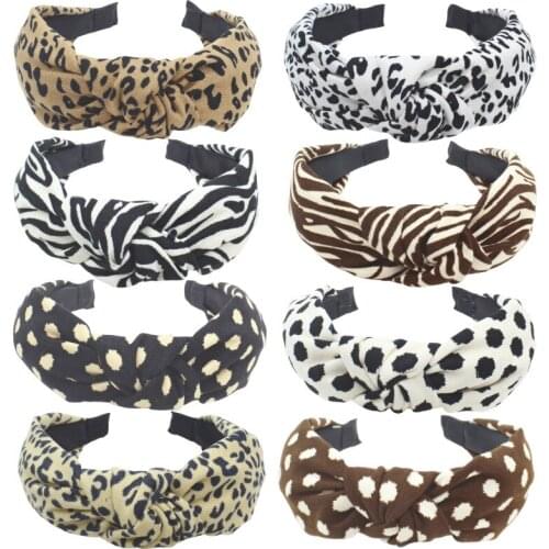 Knot Hair Bow Headband Personality Leopard Grain Elastic Hairband for Women Hair Accessories Headband Hair Band for Girls