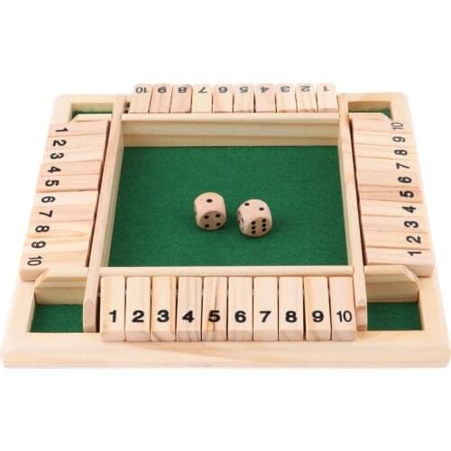 Deluxe Four Sided 10 Numbers Shut The Box Board Game Set Dice Party Club Drinking Games for Adults Families