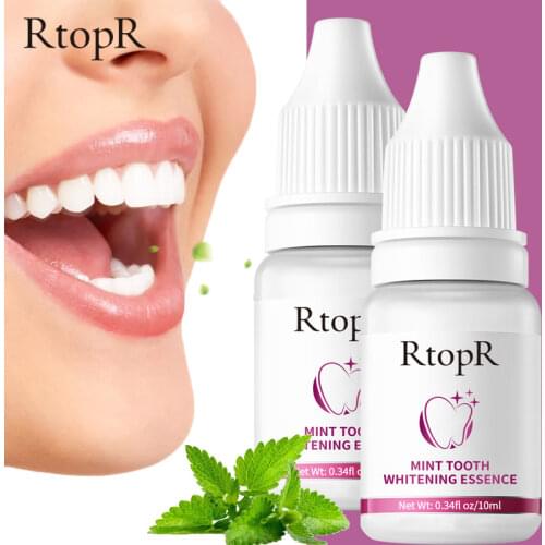 RtopR Teeth Care Removes Tooth Plaque Stains Serum Teeth Whitening Bleaching Essence Powder Oral Hygiene Cleaning Water 2 PCS