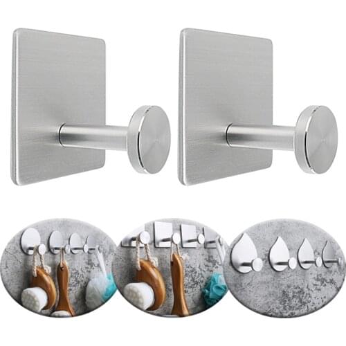 Self-Adhesive Towel Hook Wall Door Back Hook Stainless Steel Rustproof Clothes Hanger for Kitchen Bathroom