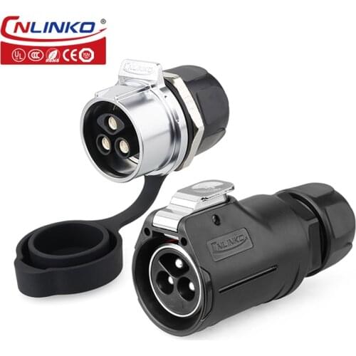 Cnlinko Plug And Socekt M28 3pin Connector Quick Electrical Waterproof Automotive Adapter Single Panel Mount 40A Connector