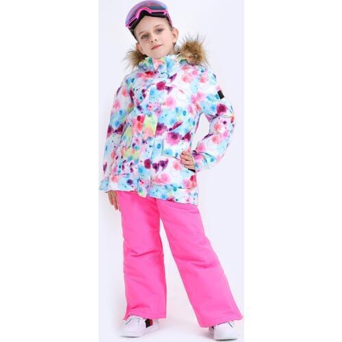 SMN Kids Ski Suit Boys Girls Snowboard Jacket Pants Winter Waterproof Breathable Wind Resistant Warm Outdoor Snowboard Wear