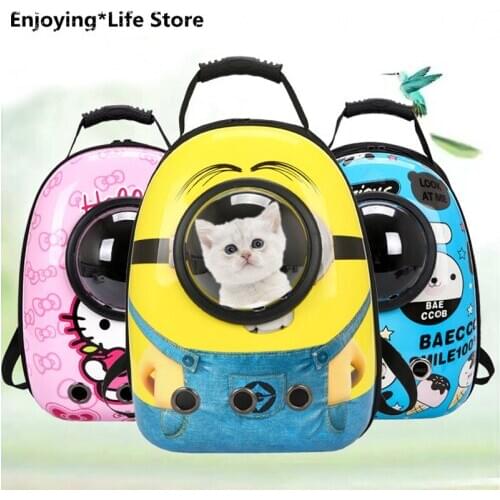 Cute Cartoon Dog Cat Carrier Bags for Small Dogs Cats Outdoor Puppy Cat Backpack Travel Pet Handbag Space Capsule Gato Transport