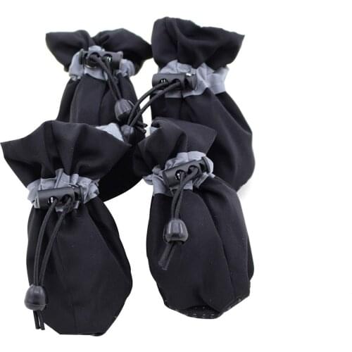 4pcs Dog Shoes Drawstring Reflective Fashionable Waterproof Anti-Slipping Dog Foot Sleeve