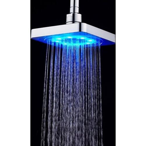 Temperature Sensing Luminous 6 Inch Shower Head Water Tap Color Changing Shower Tool Led Bathroom Top Spray