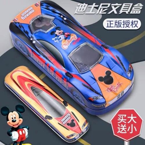 Disney stationery box, buy big, get small pencil case, large capacity double-layer pencil case, cartoon creative car model gift
