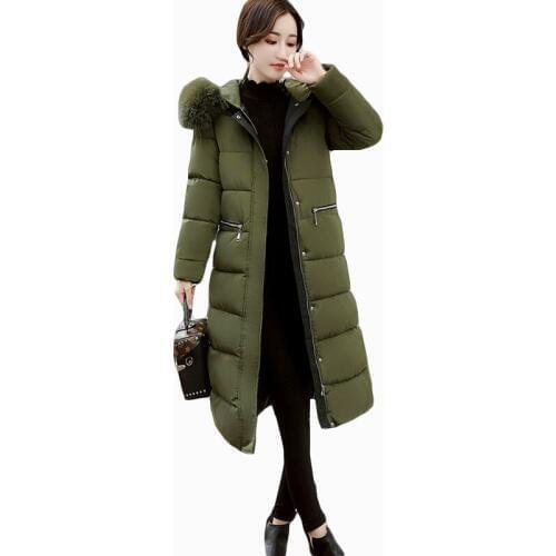 2017 Fashion Winter Jacket Women Plue size Thicken big fur collar warm Ladies Parkas Hooded Cotton padded Women Jacket ZL870