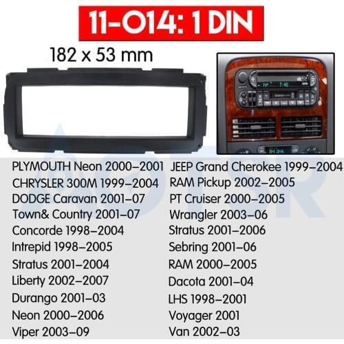1 din Radio Fascia for CHRYSLER 300M for JEEP Grand Cherokee for DODGE Caravan Installation Dash Kit Frame Adapter CD DVD ABS