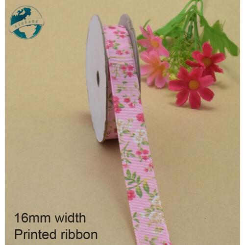 16mm width, flower printed ribbons Polyester Grosgrain ribbon, lace satin ribbons DIY hairbow accessories, gift package #3463