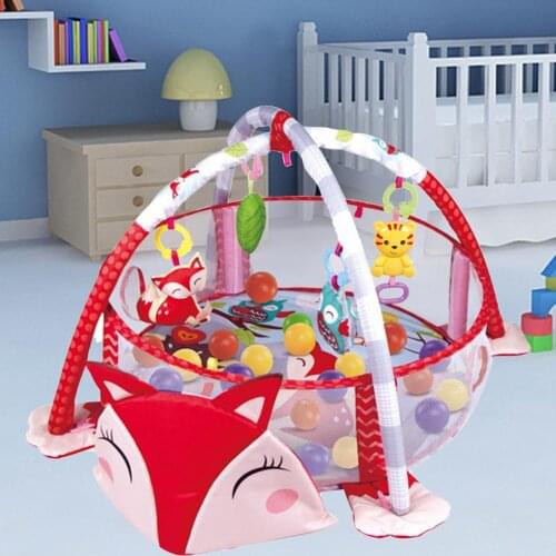 Baby 3 In 1 Fitness Frame Game Blanket Multifunctional Cartoon Play Crawling Mat Activity Mat Gym Ocean Ball Pool 0-18 Months