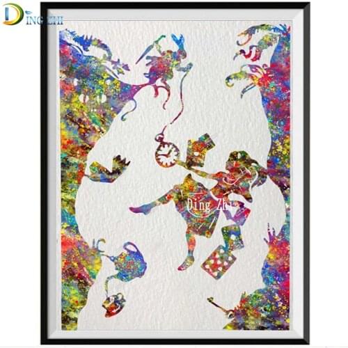Watercolor Art Cartoon Princess Full Square/Round Drill 5D Diy Diamond Painting Mosaic Embroidery Fantasy Magic Picture Kids Kit