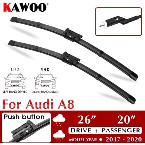 KAWOO Car Wiper Blades 26"+20" For Audi A8 2017 2018 2019 2020 Windshield Windscreen Front Window Accessories Fit Pinch Tab Arm