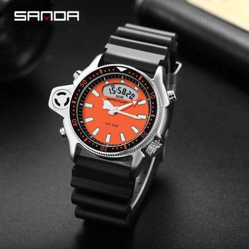SANDA New Fashion Sport Men Quartz Wristwatch Casual Style Military Watches Men Waterproof S Shock Clock Relogio Masculino 3008