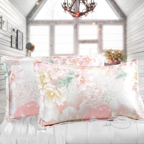 48*73cm 1pair/lot Silk Pillowcase 100% Pure Silk Soft Plant Printing Silk Pillow Case Free Shipping