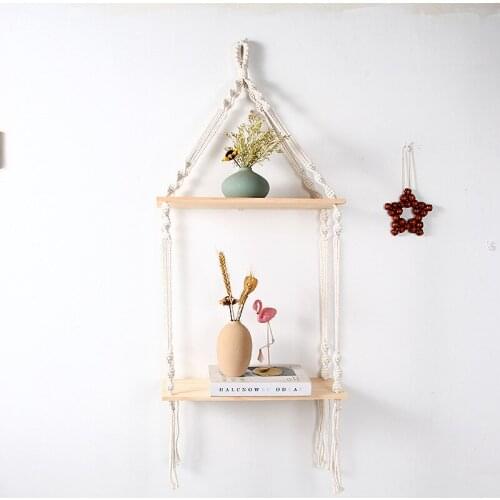 Cilected Hanging Shelf Macrame Tapestry Floating Shelf Wall Mounted Shelf Perfect For Living Room Bedroom Kitchen Bathroom