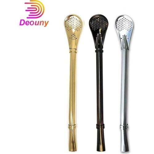 DEOUNY 1PCS Yerba Mate Straw Stainless Steel Metal Straws With Strainer Bombilla Reusable Drinking Tea Tube Bar Accessories