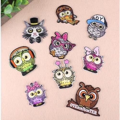Baby Owl Embroidered Iron-On Patch Stalker Badges Cute Cartoon Patches For Clothes Stickers Applique Stripe On