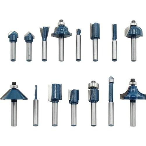 15PCS 1/4 Inch Shank Woodworking Milling Cutter Bits Set Trimming Machine Engraving Machine Accessories Set with Storage Box