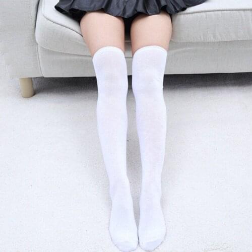 2021 New Trend Casual School Style Women Cotton Thigh High Stocking Solid Color Warm Over the Knee Extra Long Socks Three Style