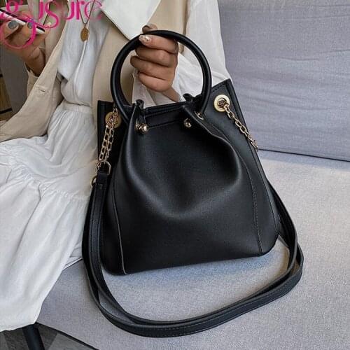 Gusure New Designer Women Handbags PU Leather Bucket Shoulder Bags Female Fashion Larger Capacity Crossbody Bags