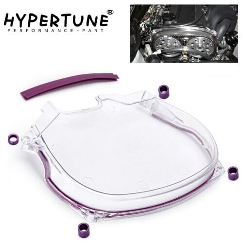 Hypertune - Clear Cam Gear Cover Timing Belt Cover Turbo Cam Pulley For 96-05 Mitsubishi Evolution Lancer EVO4-8 4G63 HT6338