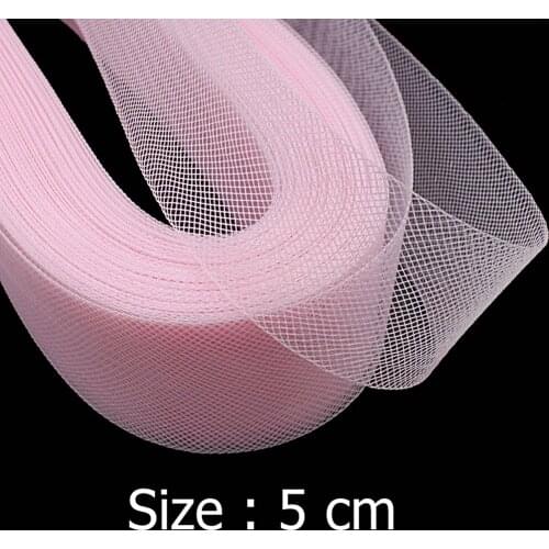 [IuBuFiGo] 2" 5cm Flat Stiff Hard Rigid Netting Plain Crin Horsehair Crinoline Braid For Making Dress Fascinator 100 Yard/Lot