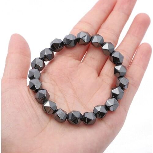 Classic natural stone bracelet black gallstone chakra non-magnetic black gallstone cut twenty-four corner bracelet unisex bracel