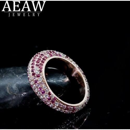 AEAW 10k 14k 18k White Gold Yellow Gold Fashion For Women Creative Full Setting Natural Ruby And Moissanite Wedding Ring